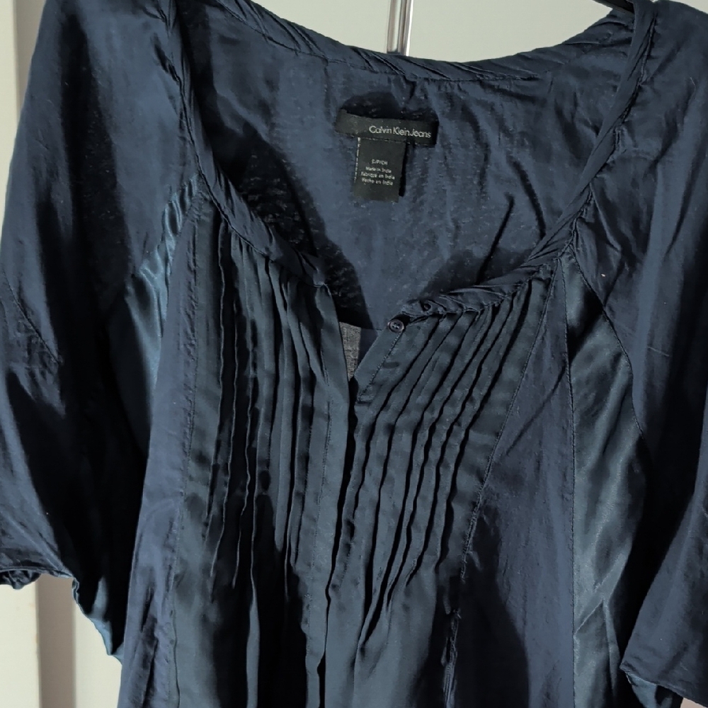 Calvin Klein Midnight Blue Pleated Blouse